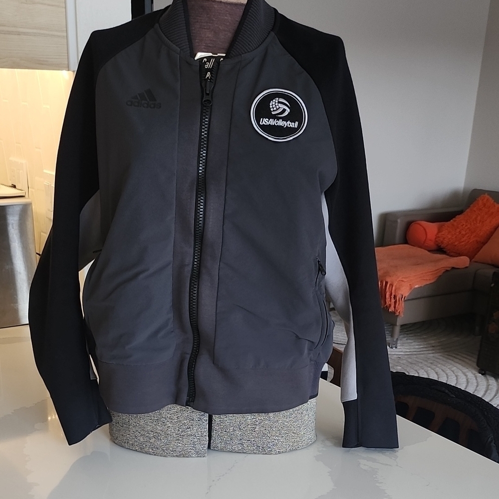 Adidas USA Volleyball Women's Black and Gray Jacket